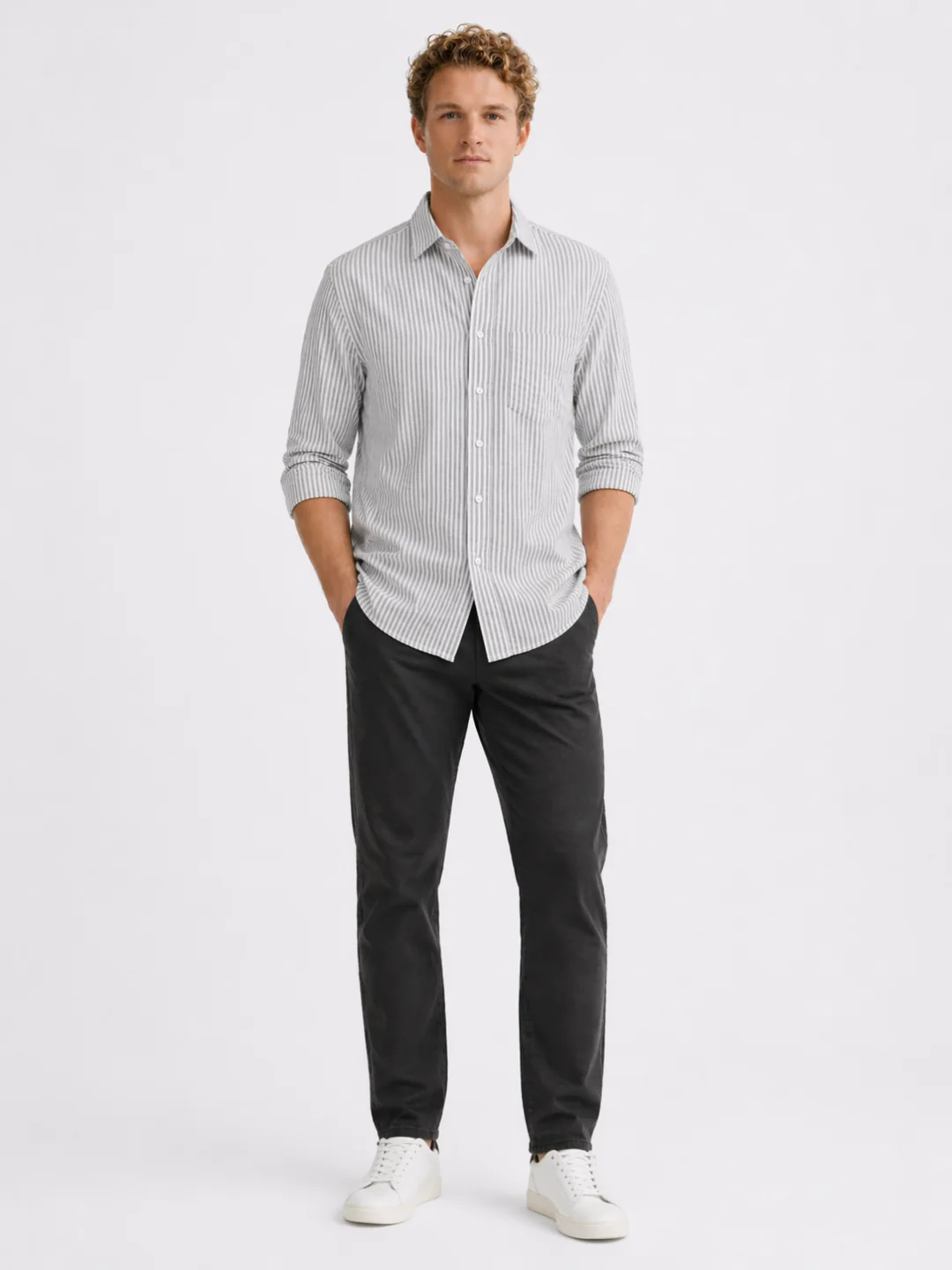 Grey Oxford Stripe Shirt - Image 3