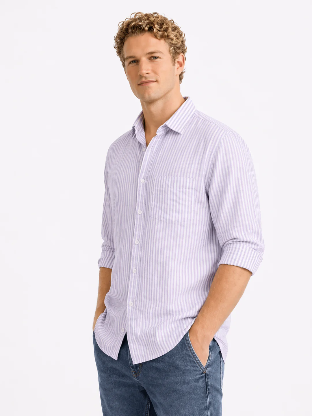 Lavender Oxford Stripe Shirt - Image 6