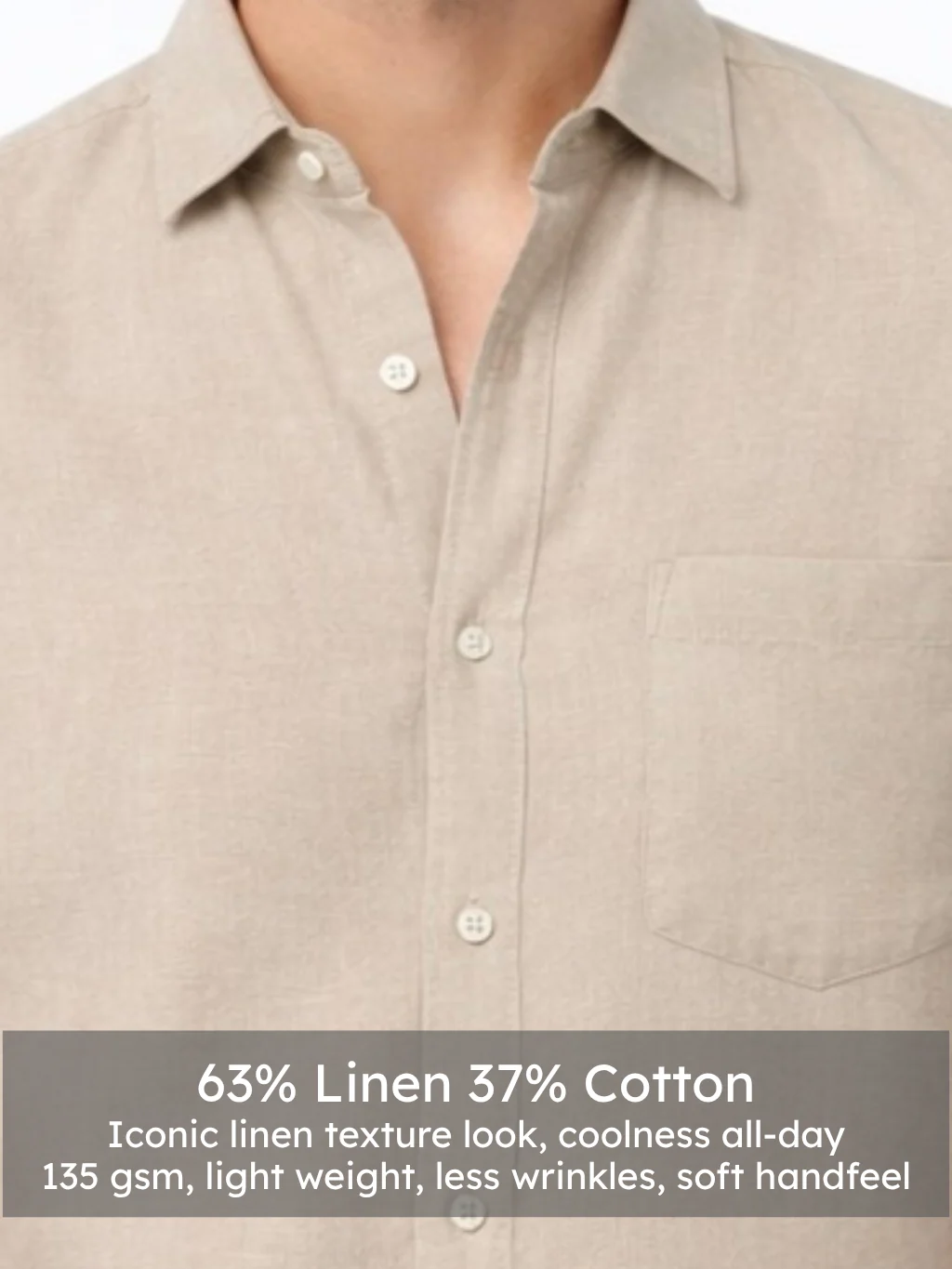 Linen Rich Dark Cream Shirt - Image 4