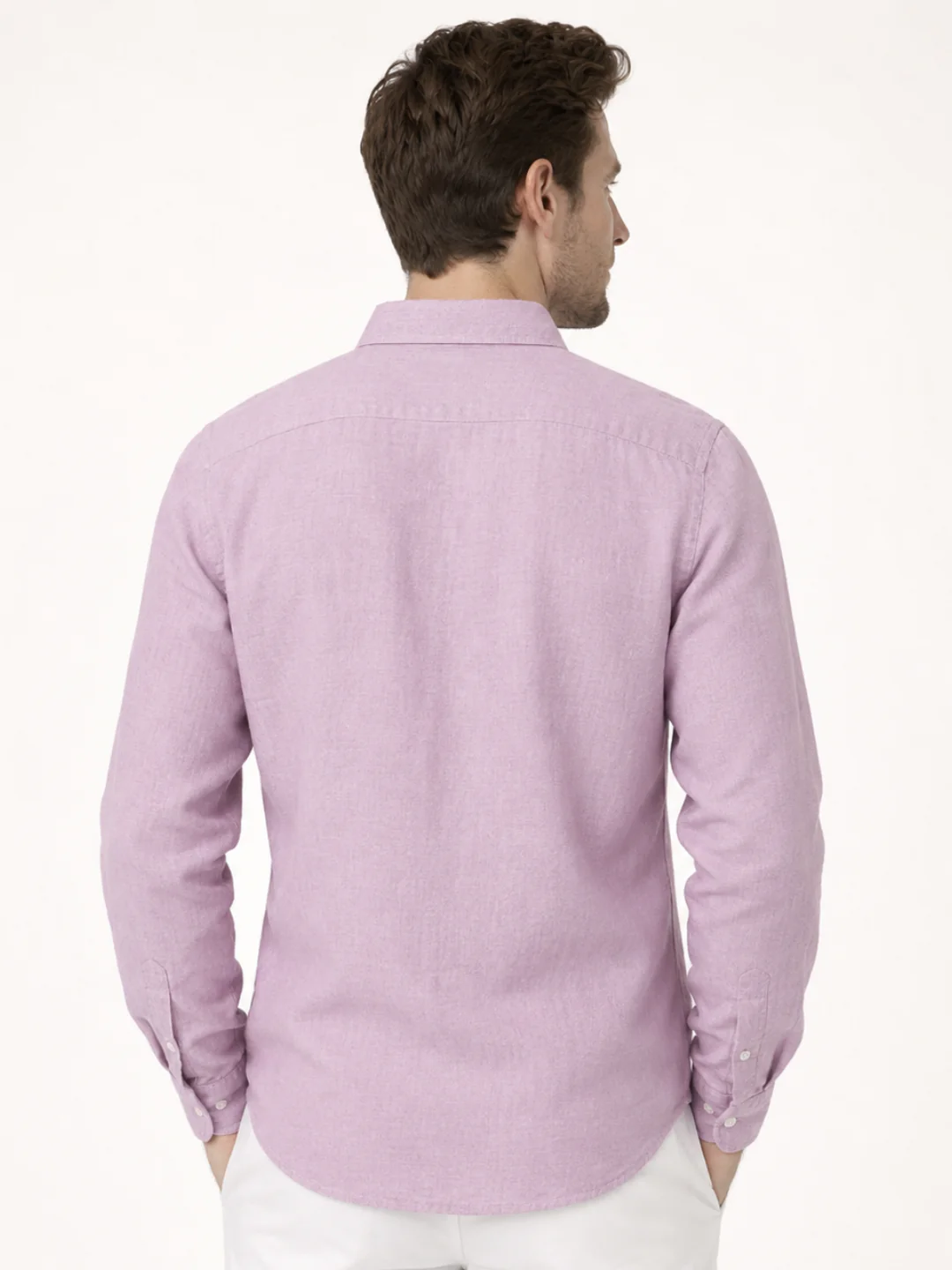 Linen Rich Dawn Pink Shirt - Image 3