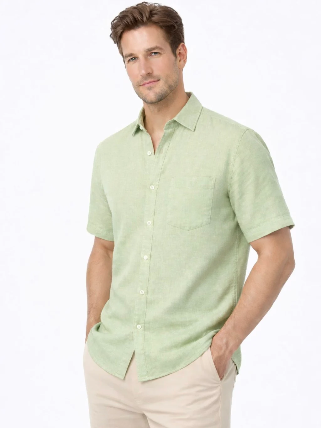 Linen Rich Sage Green  Shirt - Image 6