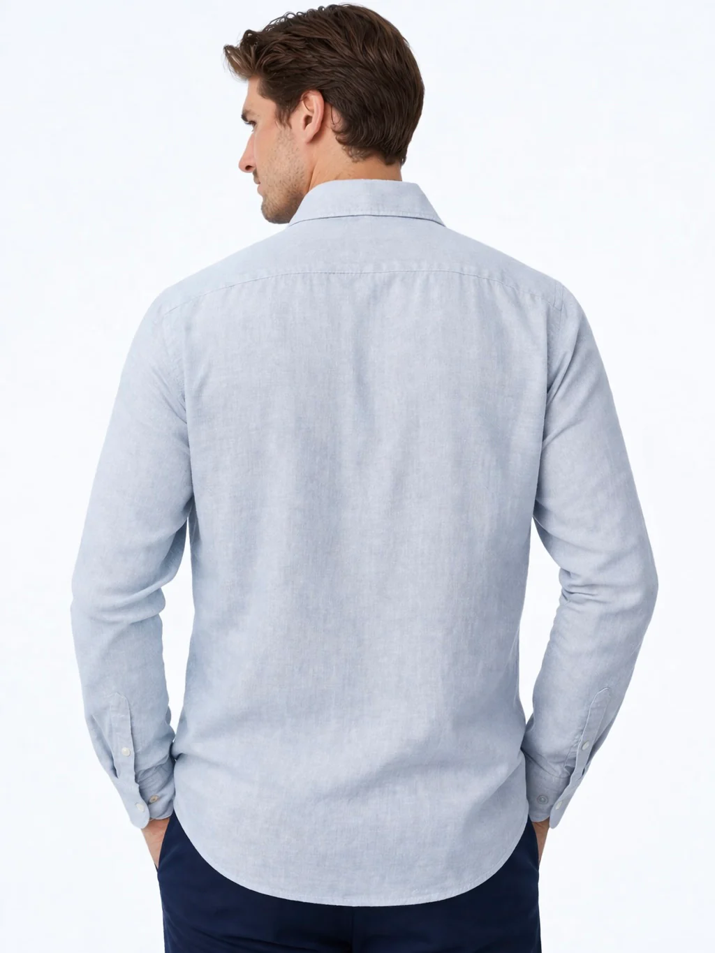 Linen Rich Light Blue Shirt - Image 3