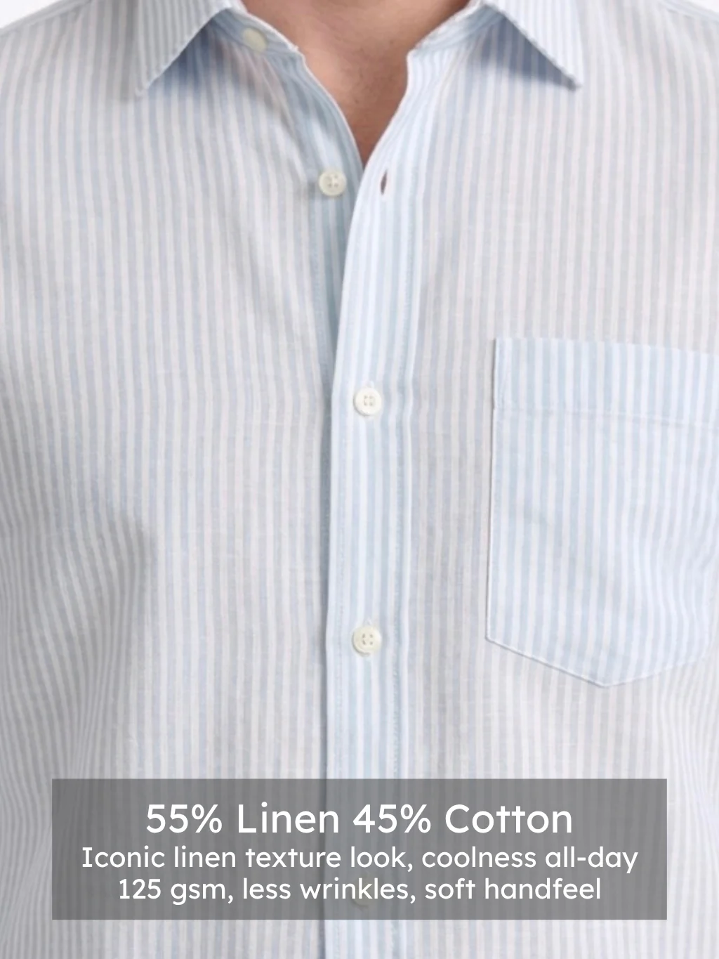Linen Rich Light Blue Stripe Shirt - Image 5