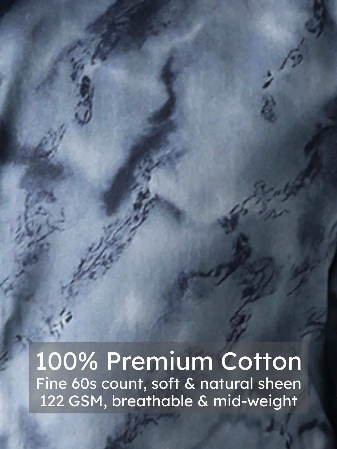 Blue Solid Satin Shirt - Image 4