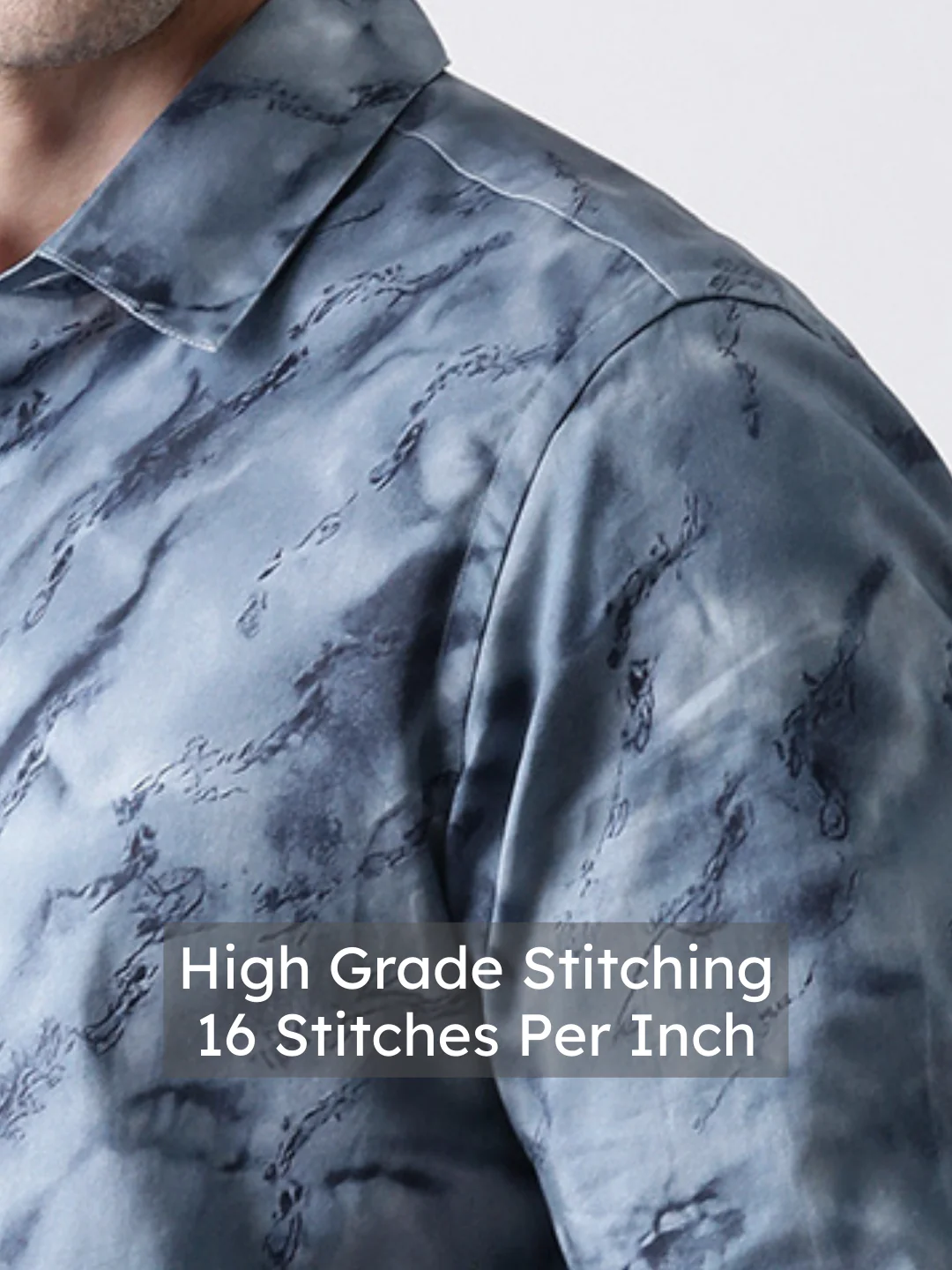 Blue Solid Satin Shirt - Image 5