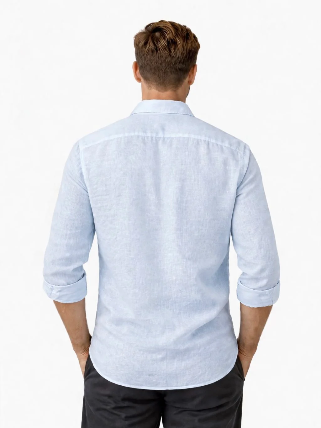 Ice Blue Pure Italian Linen Shirt - Image 3