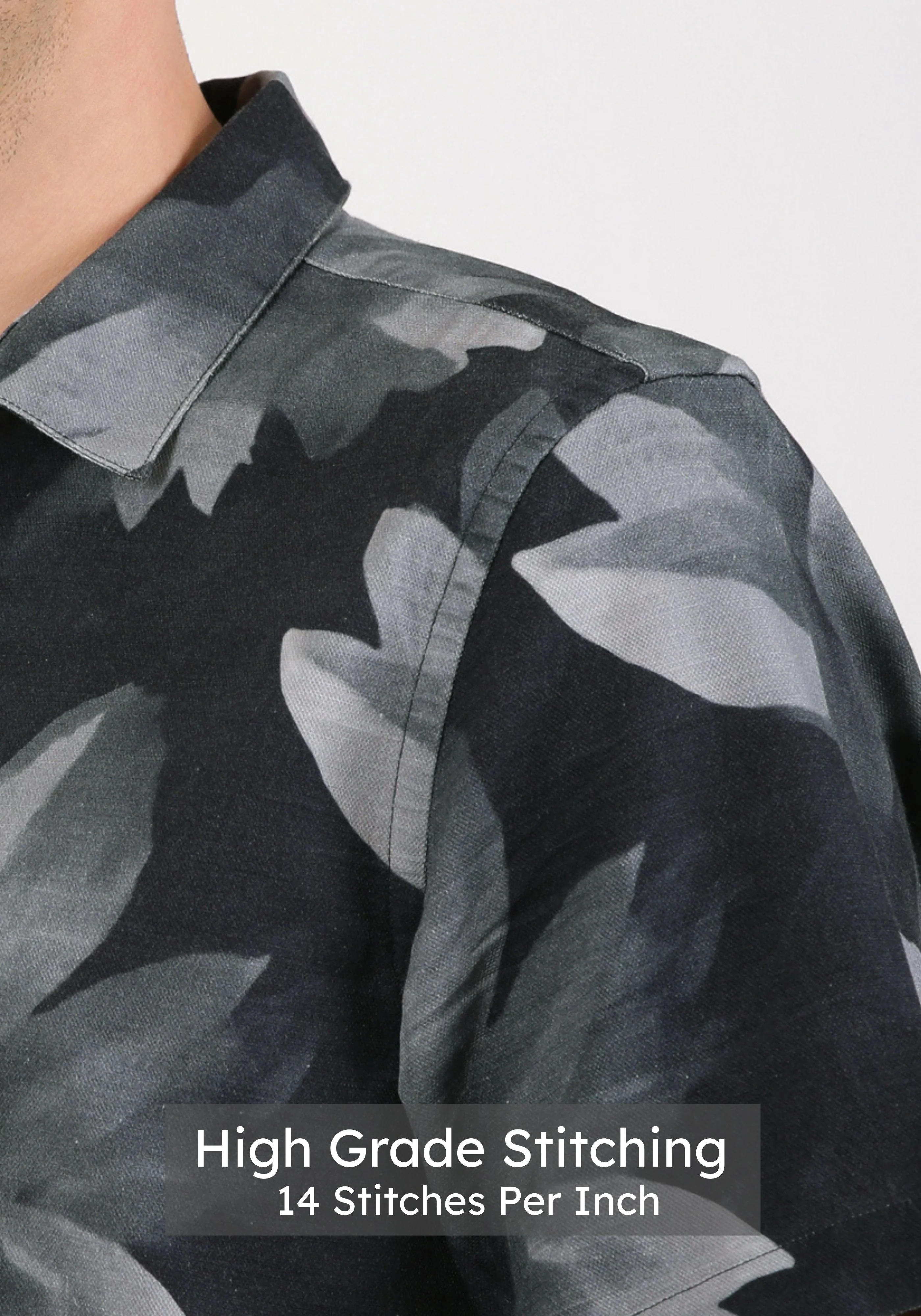 Abstract Charcoal Print Shirt - Image 5