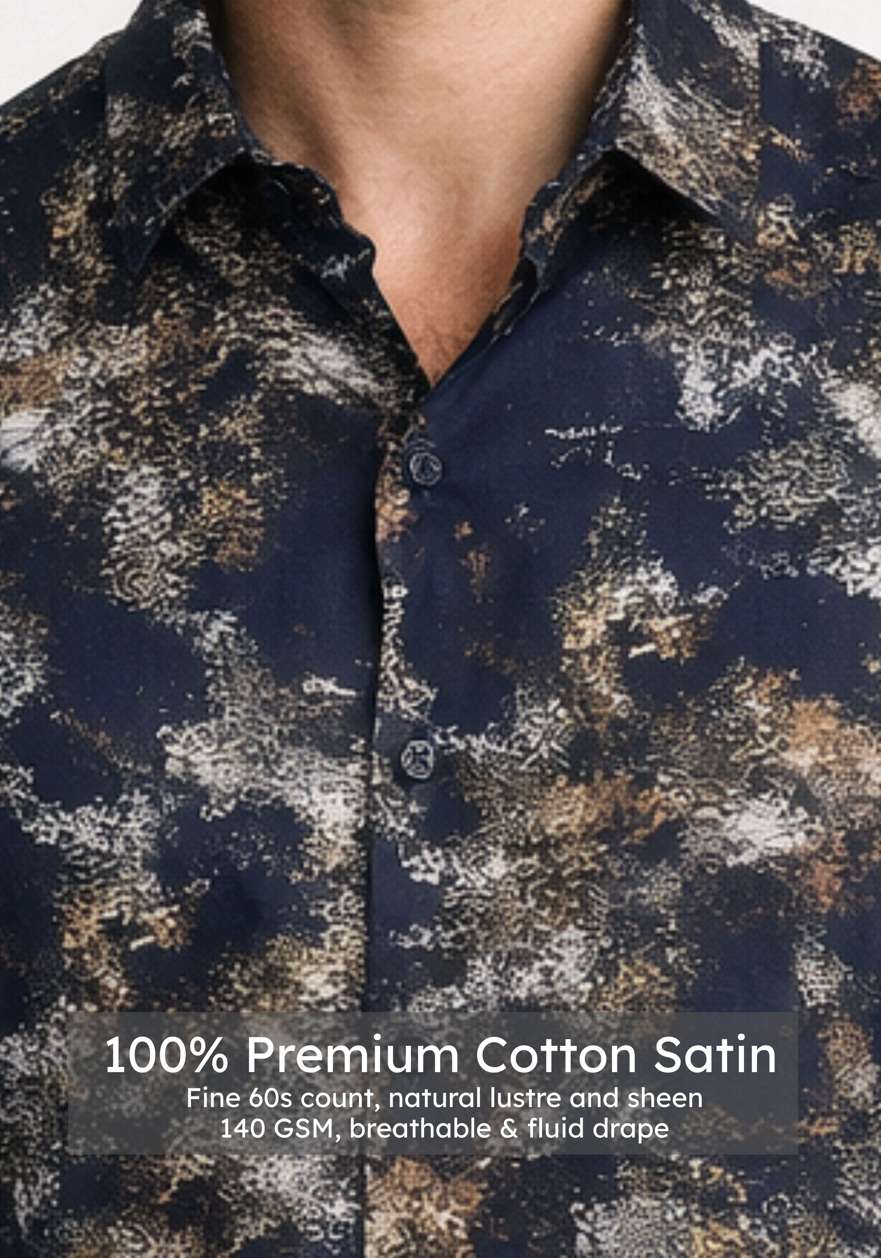 Abstract Blue Metallic Print Shirt - Image 4