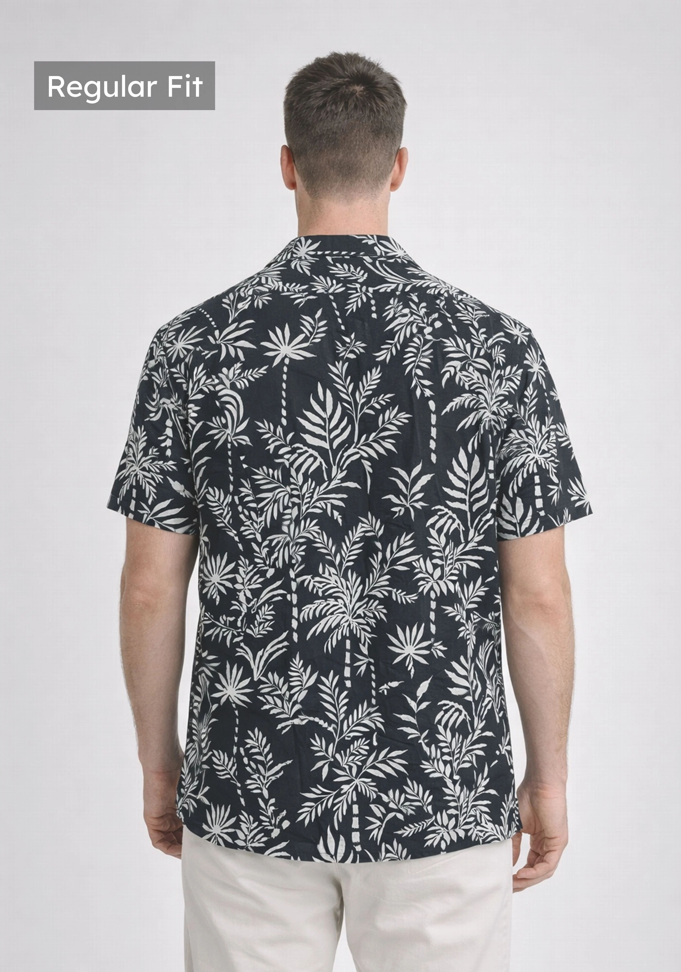 Black Cuban Collar Print Shirt - Image 3