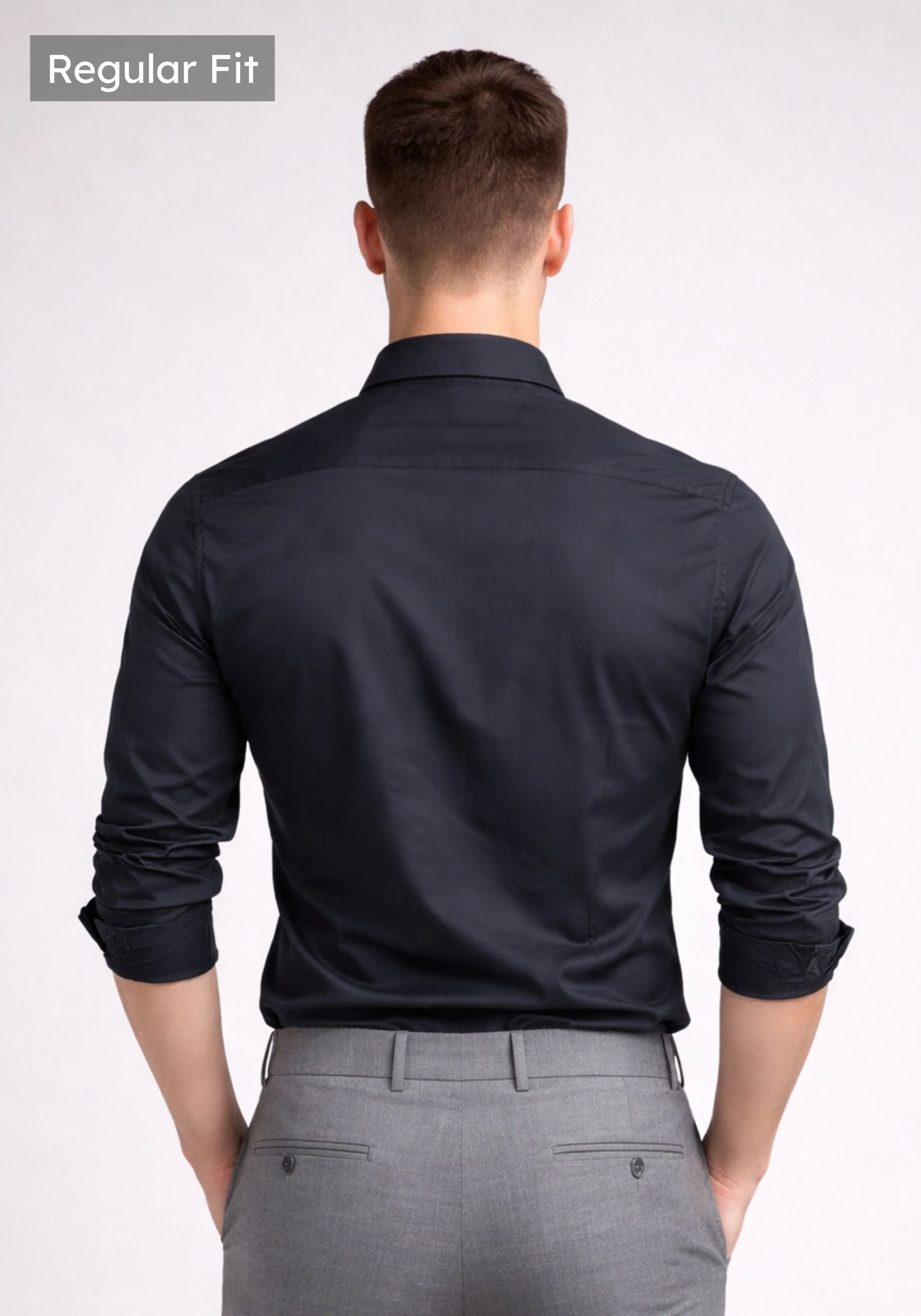 Midnight Black Satin Stretch Shirt - Image 3