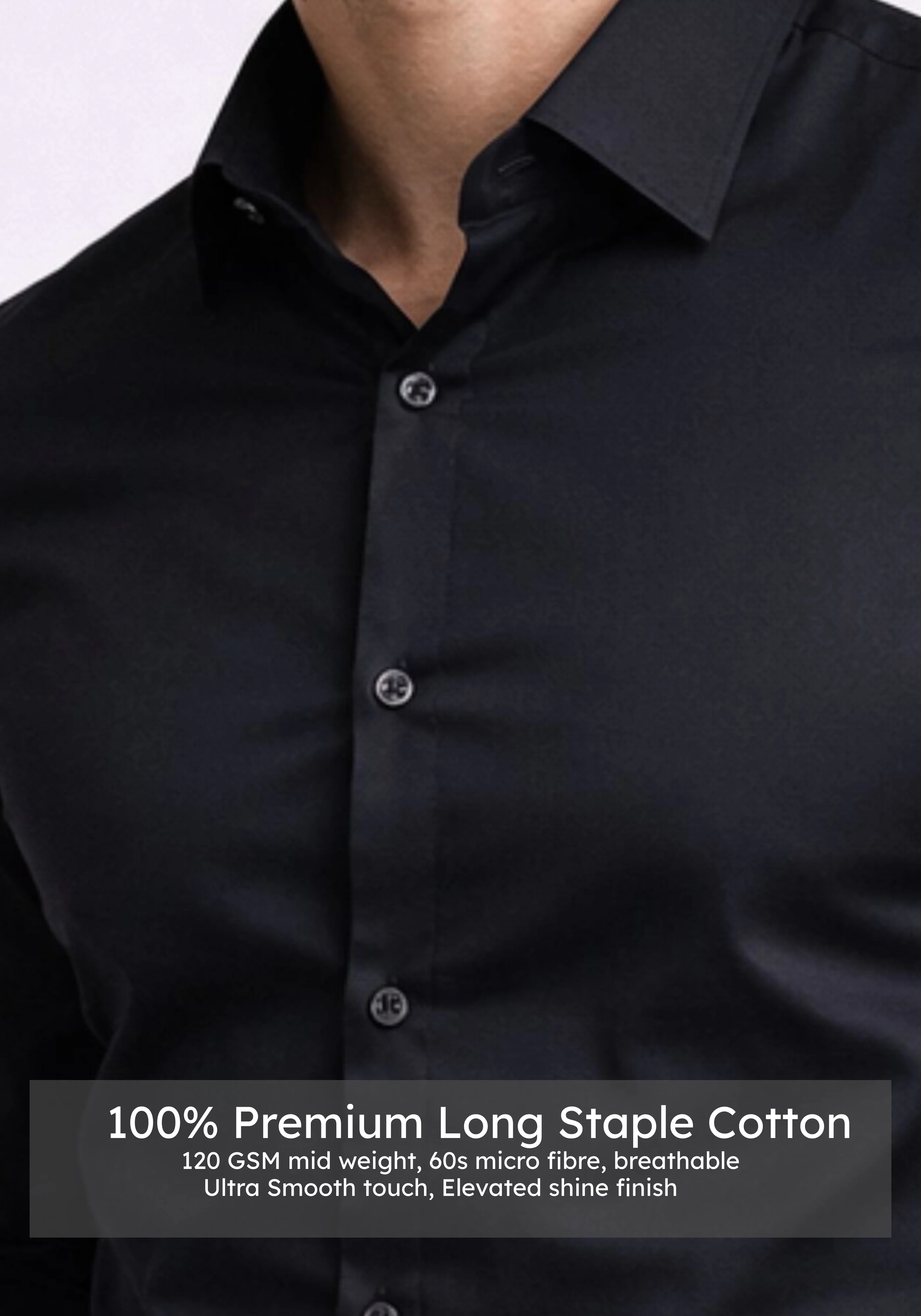 Midnight Black Satin Stretch Shirt - Image 4