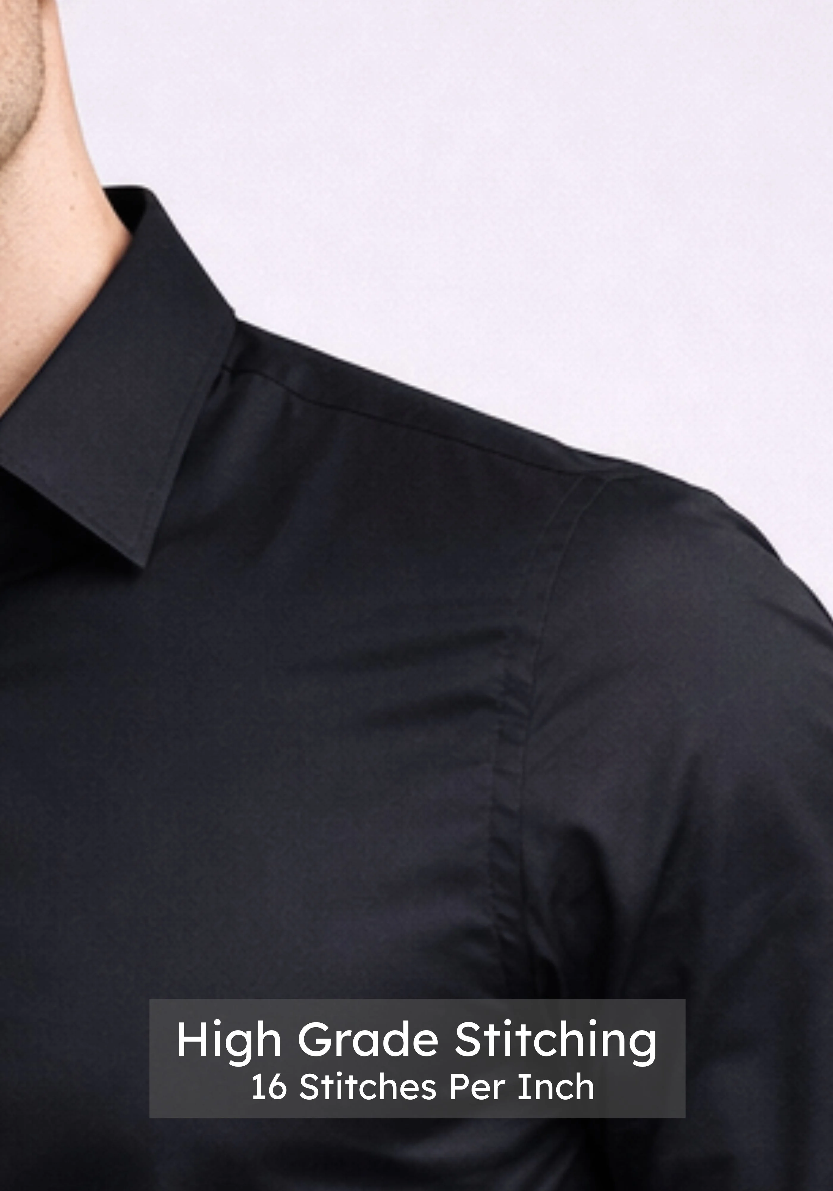 Midnight Black Satin Stretch Shirt - Image 5
