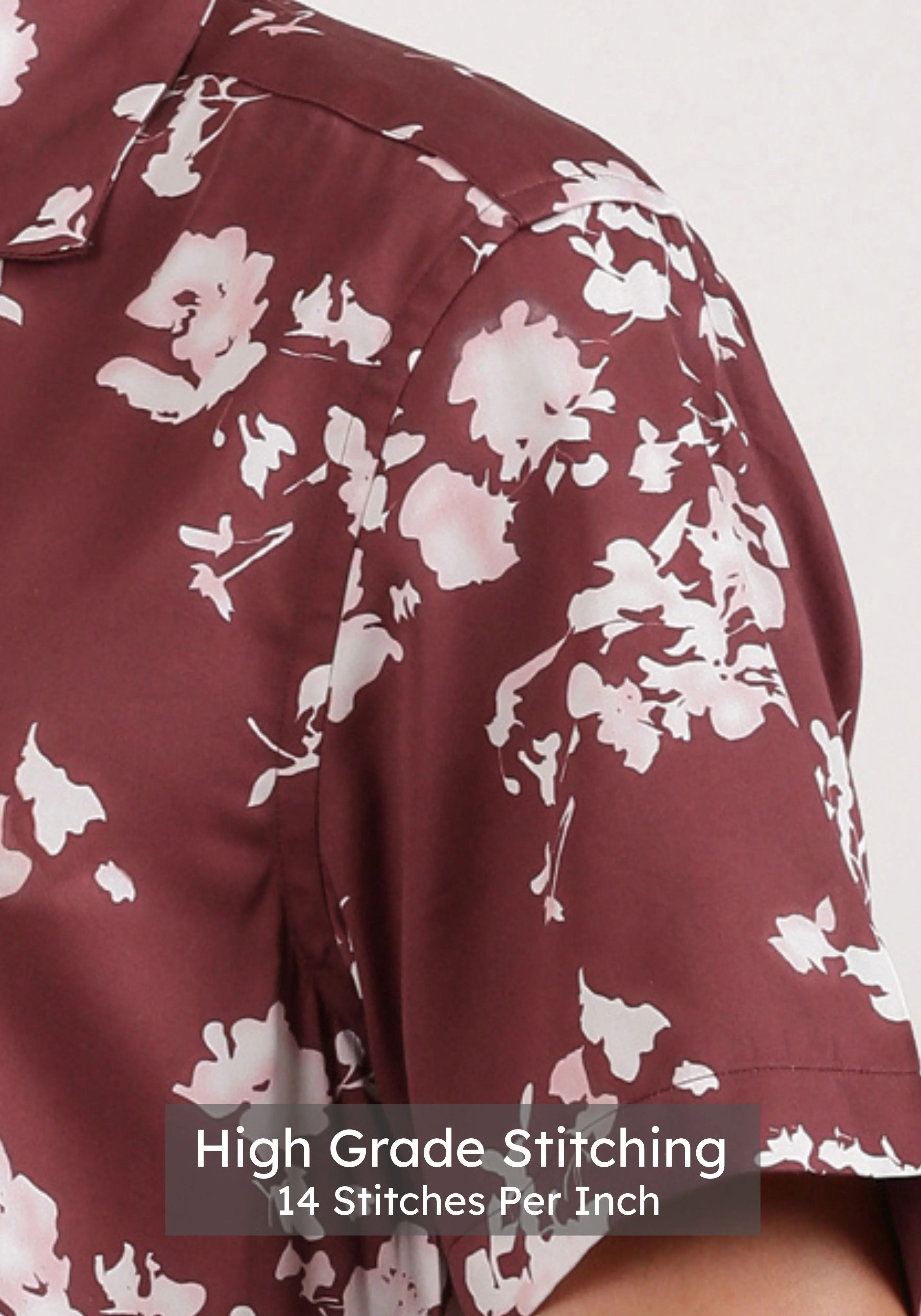 Maroon Cuban Collar Print Shirt - Image 5