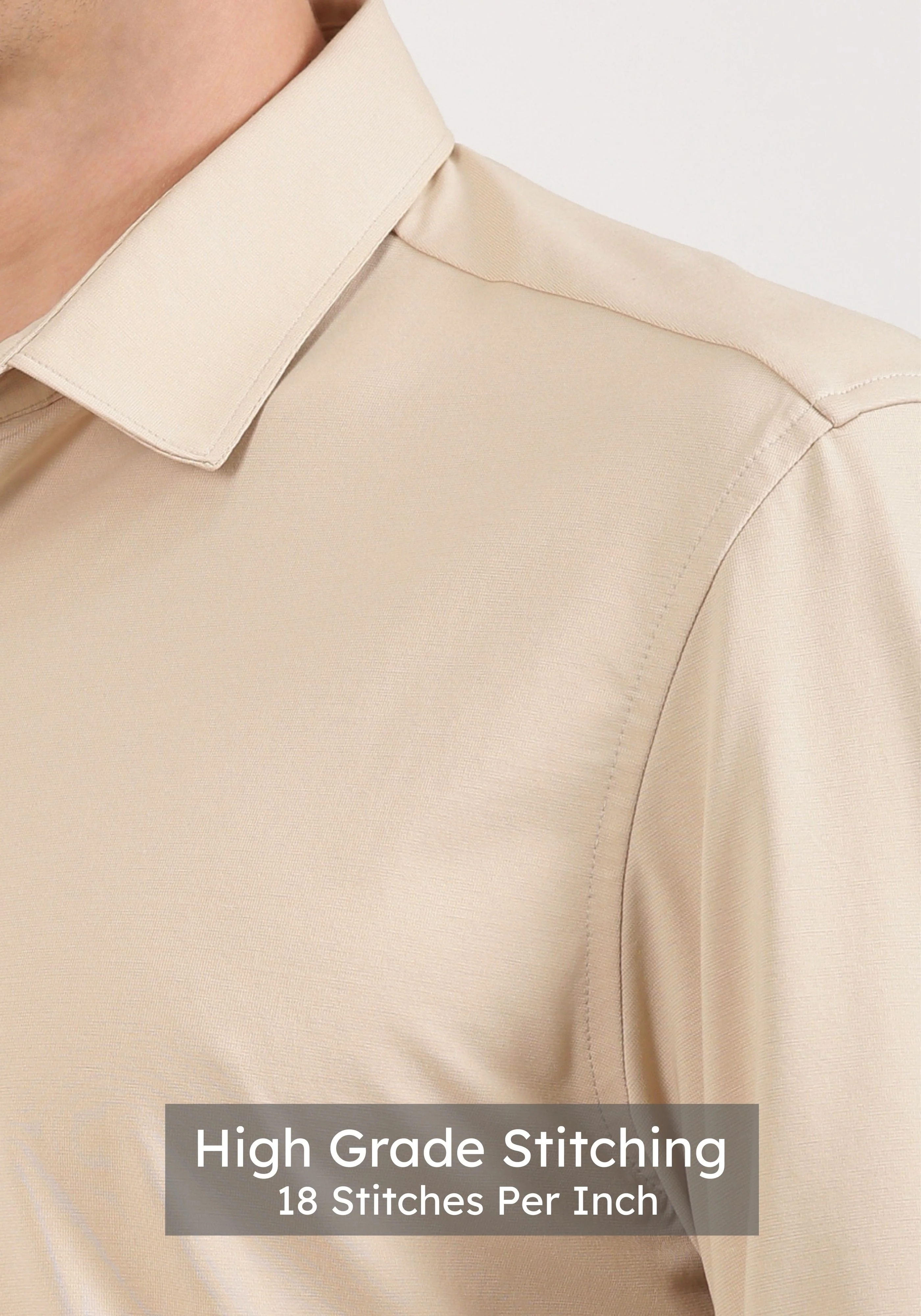 Slim Fit Sand Beige Knit Shirt - Image 5