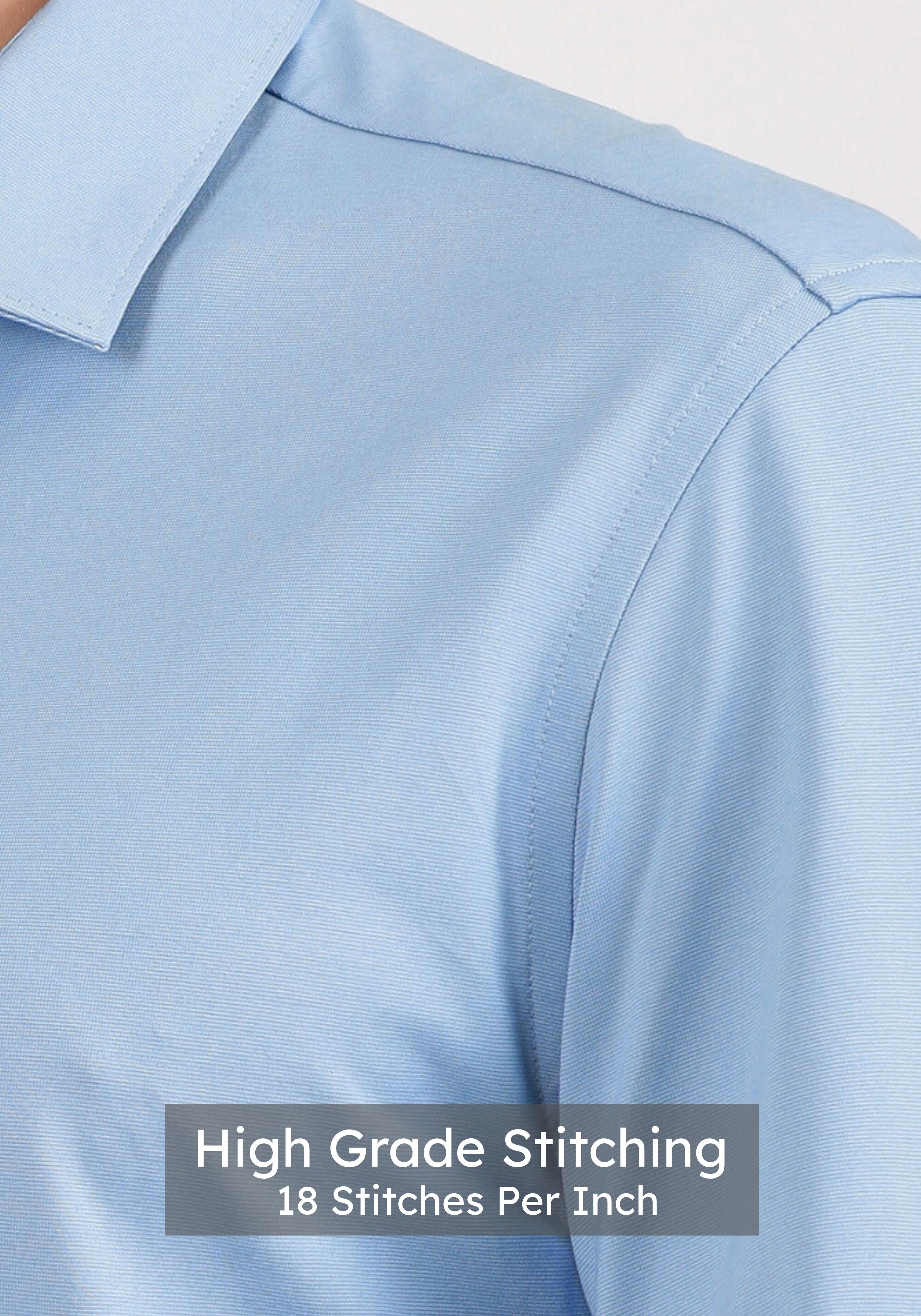 Slim Fit Sky Blue Knit Shirt - Image 5