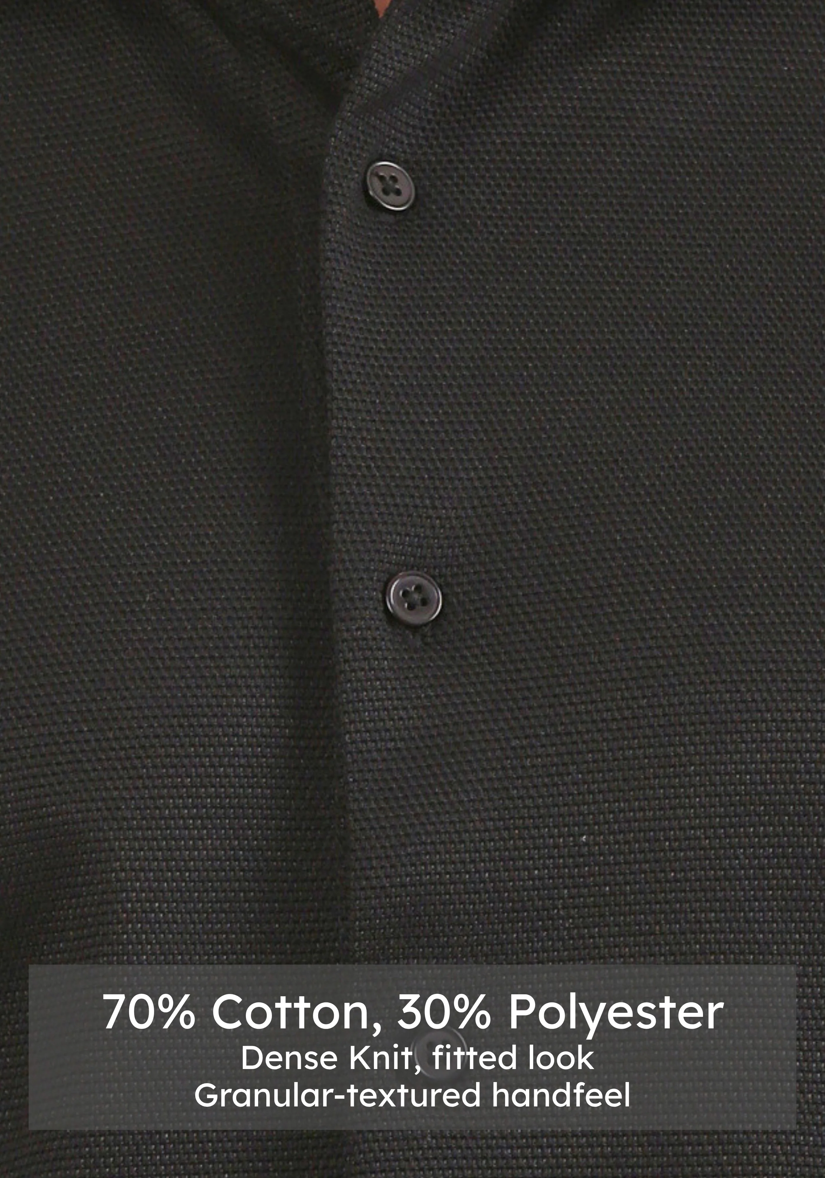 Slim Fit Textured Black Knit Shirt - Image 4