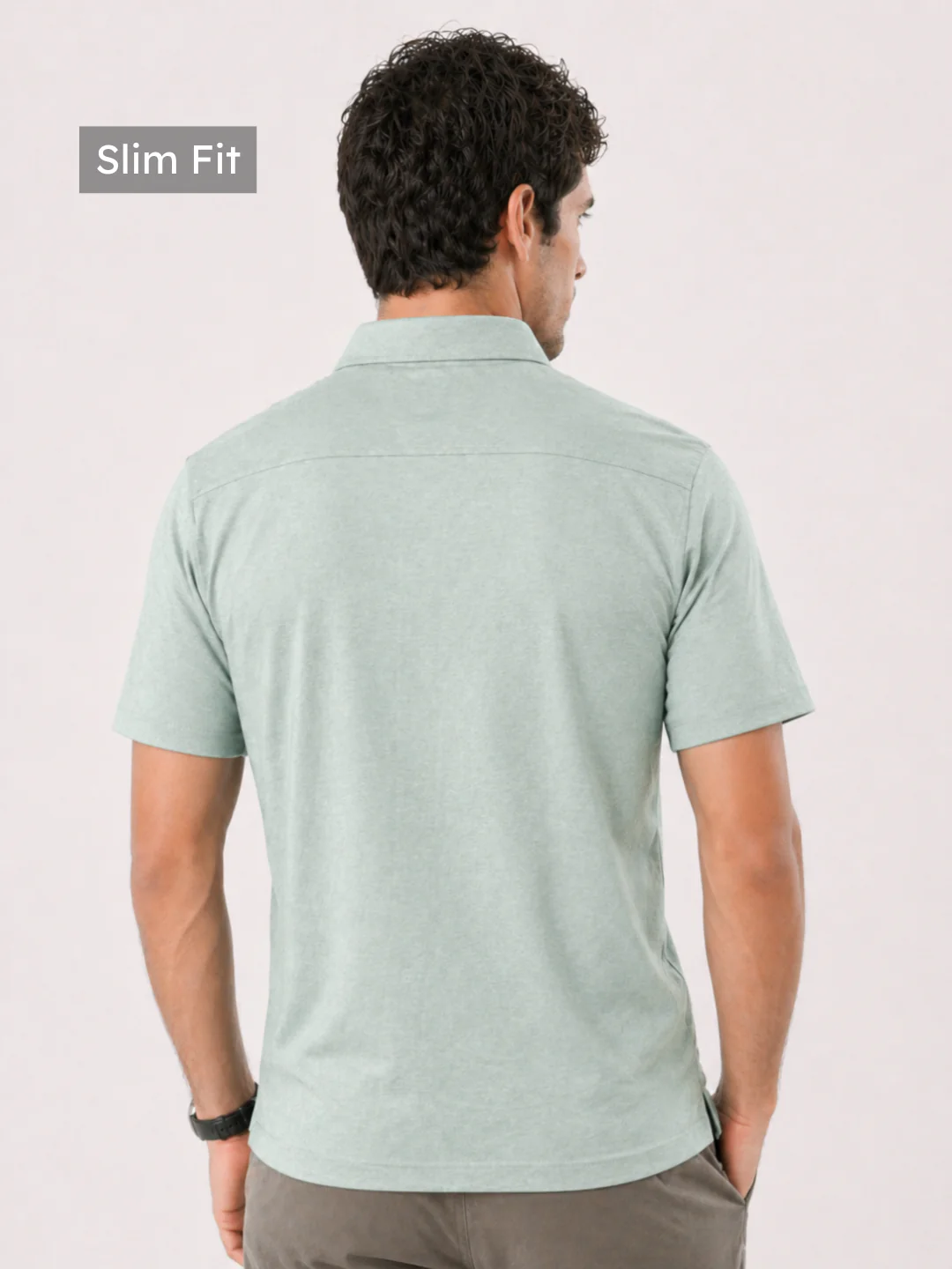 Slim Fit Mint Green Knit Shirt - Image 3