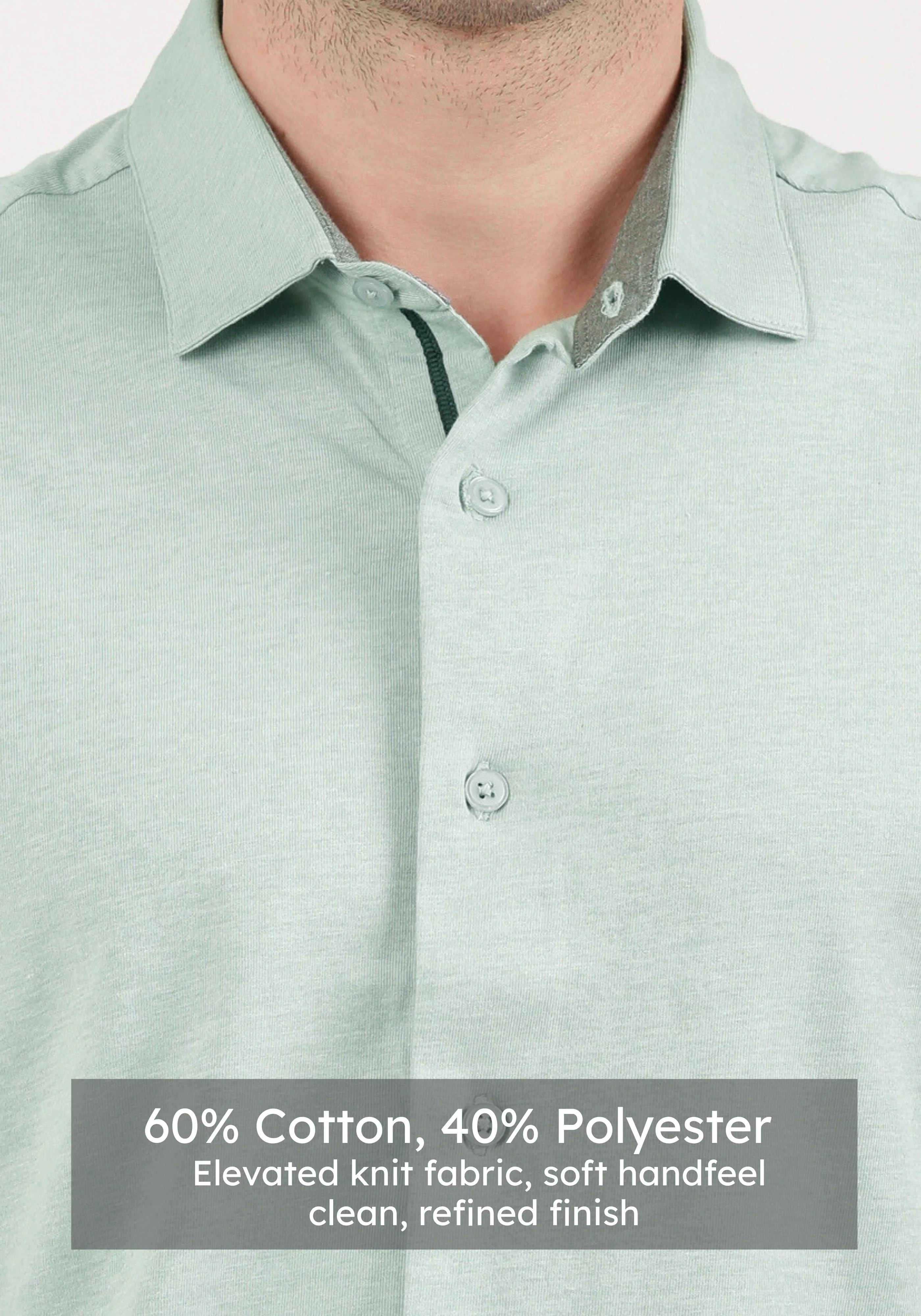 Slim Fit Mint Green Knit Shirt - Image 4