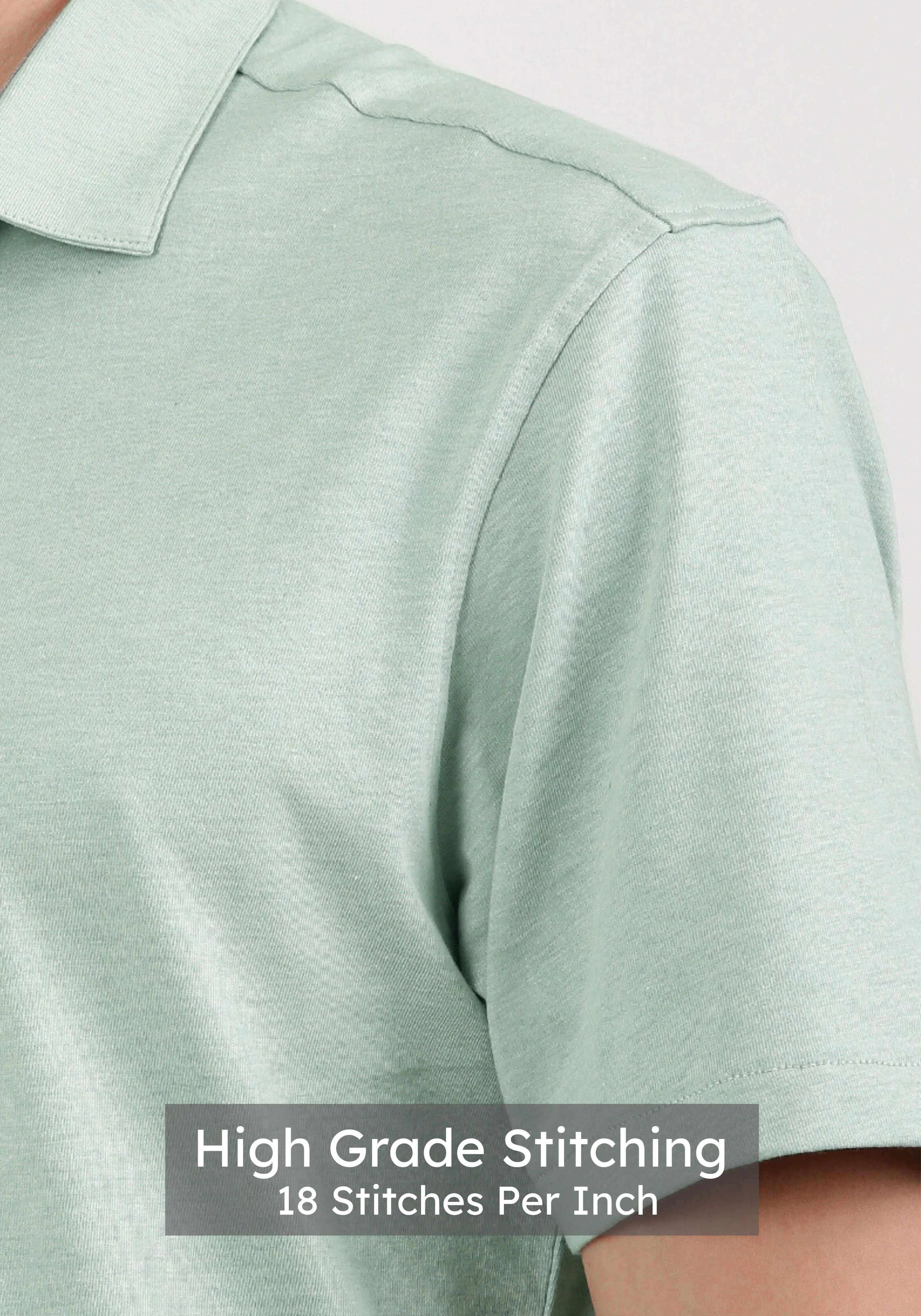 Slim Fit Mint Green Knit Shirt - Image 5